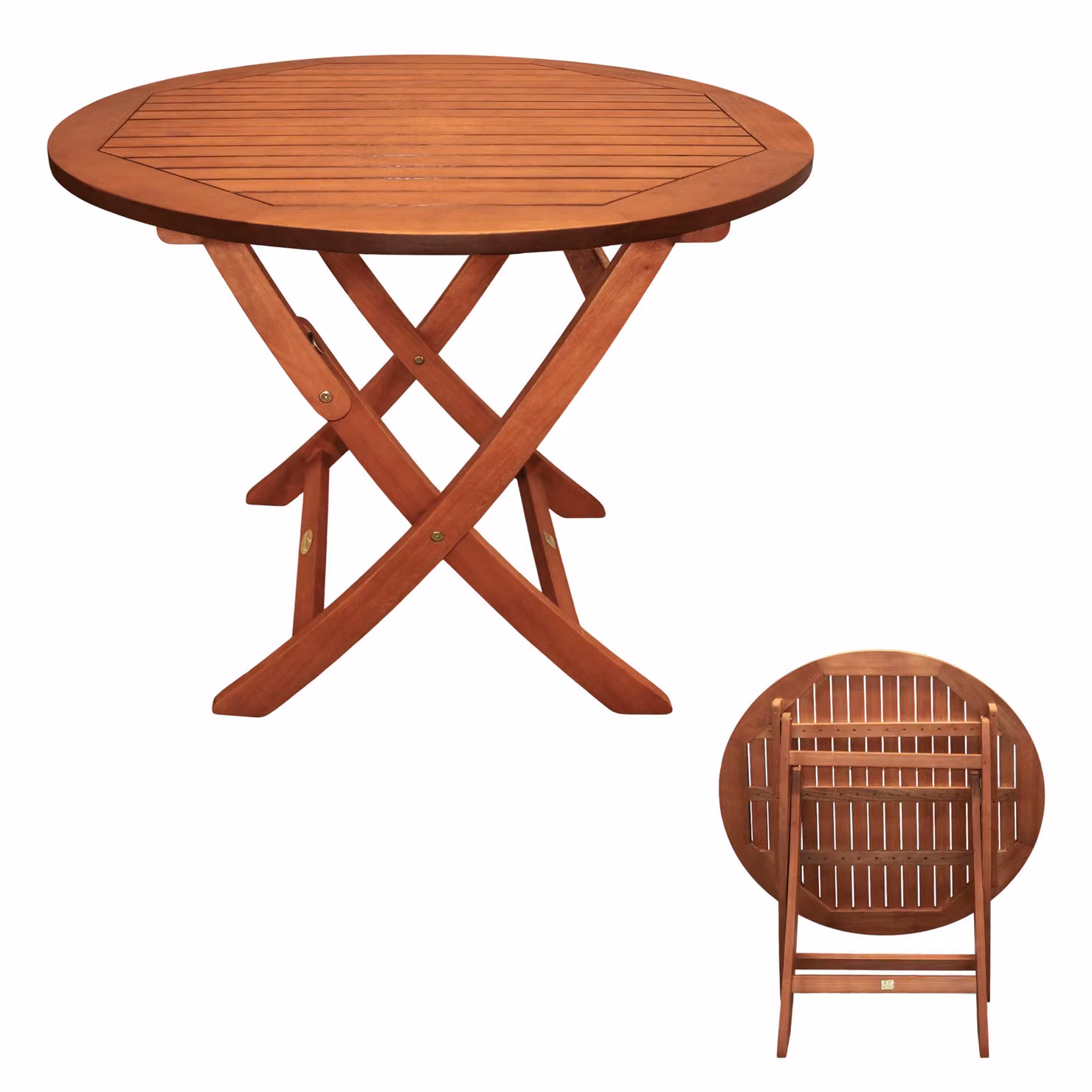 Tavolo rotondo, pieghevole - diametro 90 cm - in legno di eucalipto (XXL)