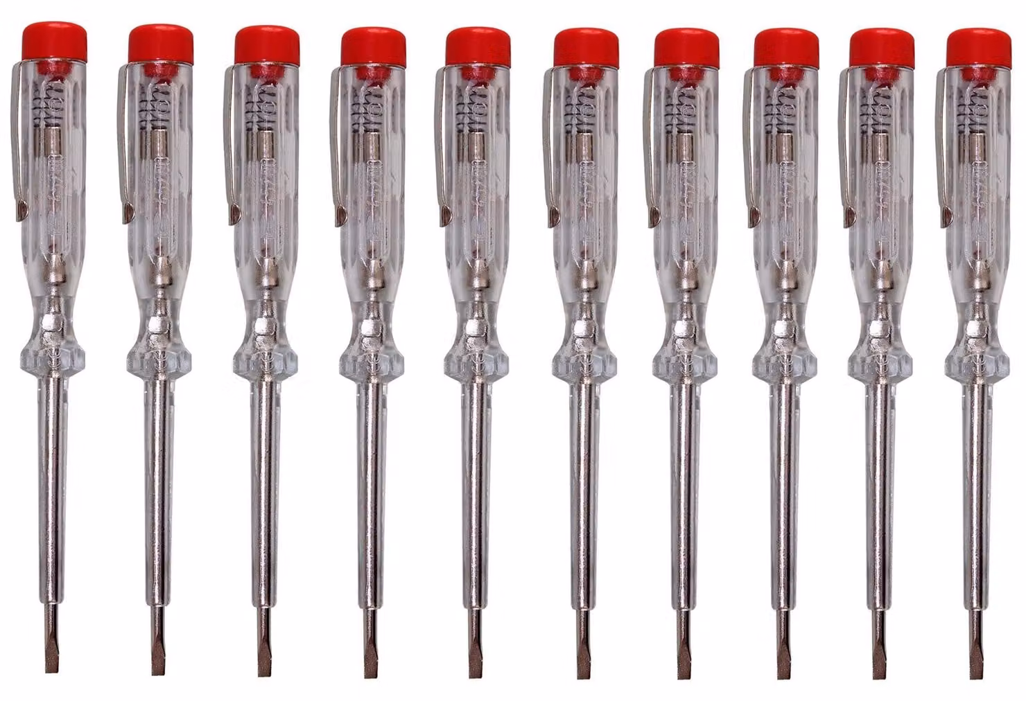 Tester di tensione cacciavite - 250 V - VDE/GS - 140 mm - Trasparente e rosso