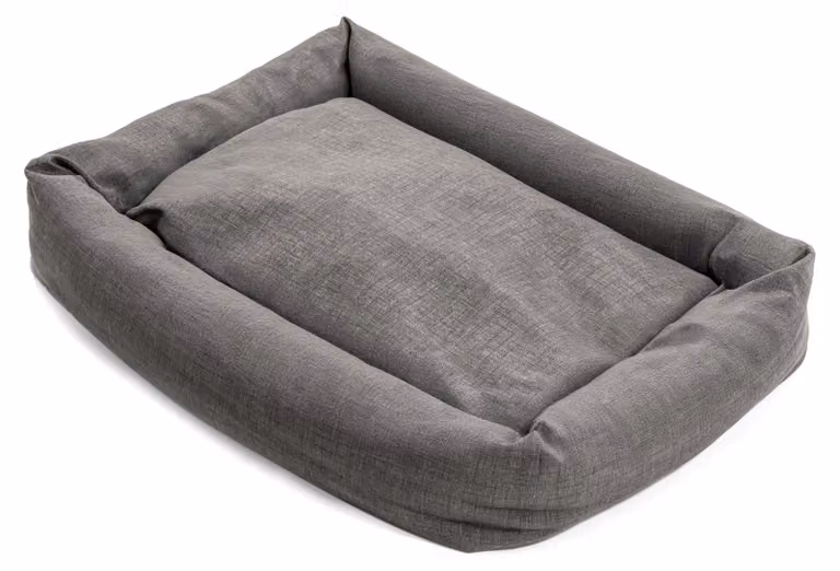 Cuccia rettangolare per cani e gatti, imbottita in cotone color grigio scuro, dimensioni 70x50 cm