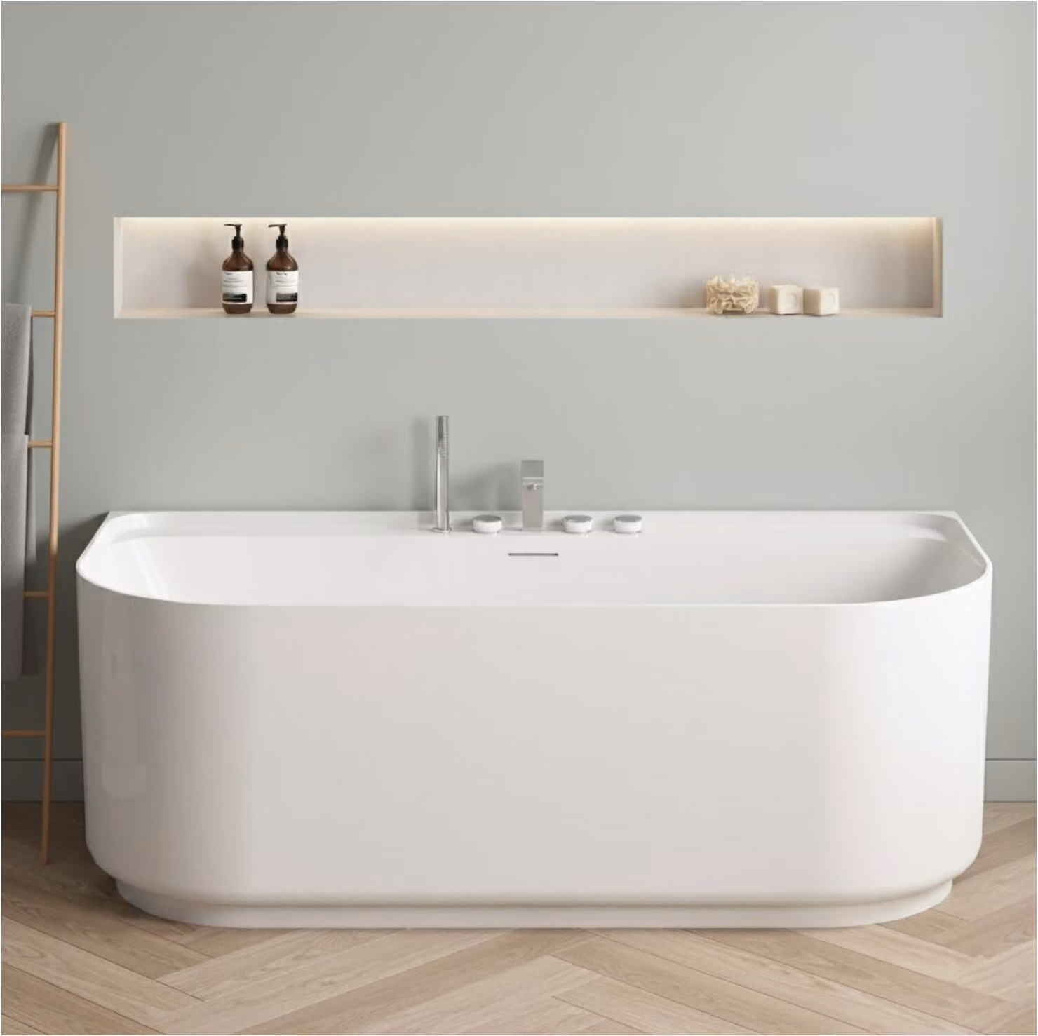 Vasca da bagno in acrilico bianco da parete EQUINOXE 170cm