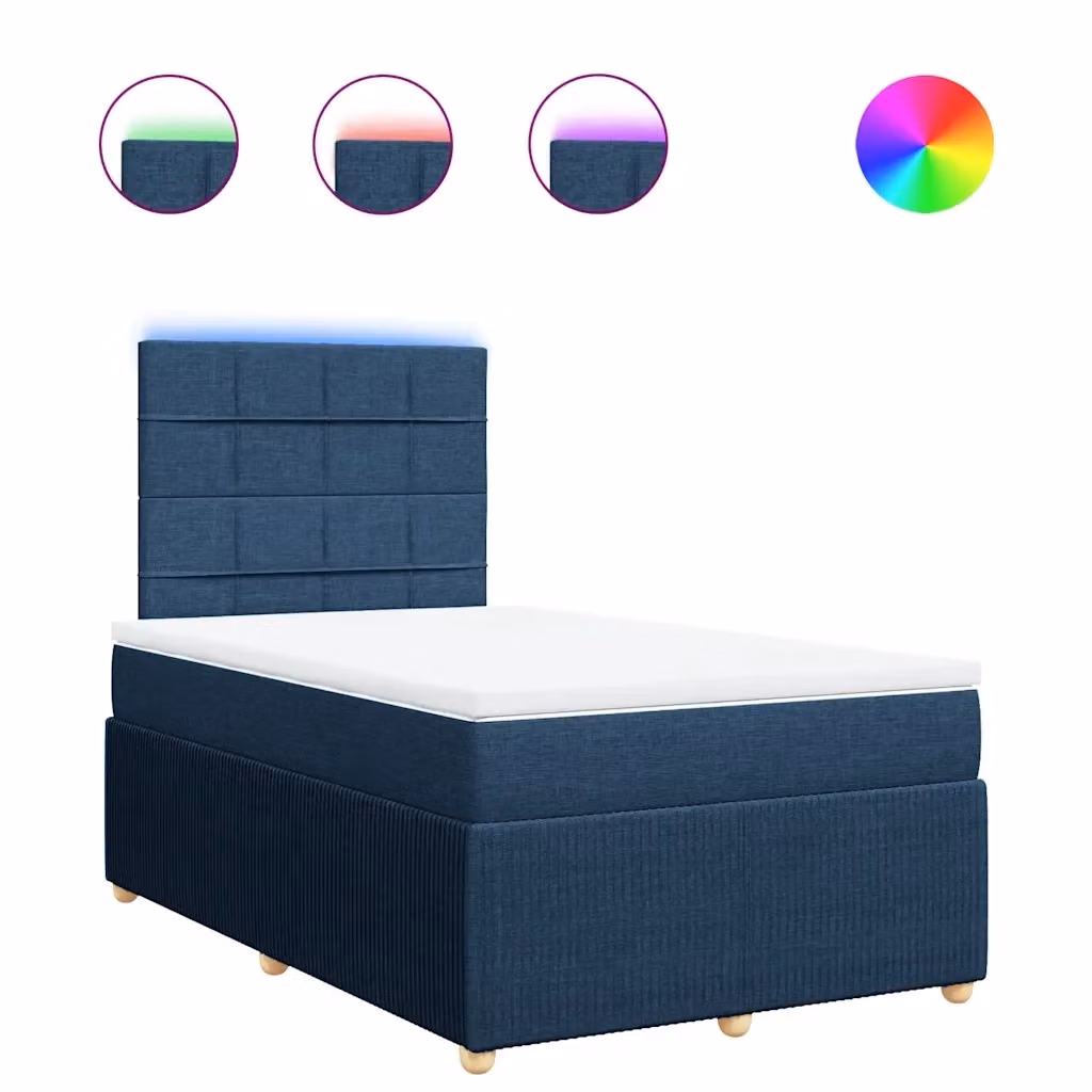 Letto Ibrido Moderno vidaXL con Materasso Blu e Struttura in Legno e Tessuto L/P/H: 120 x 200 x 150,5 cm – 2