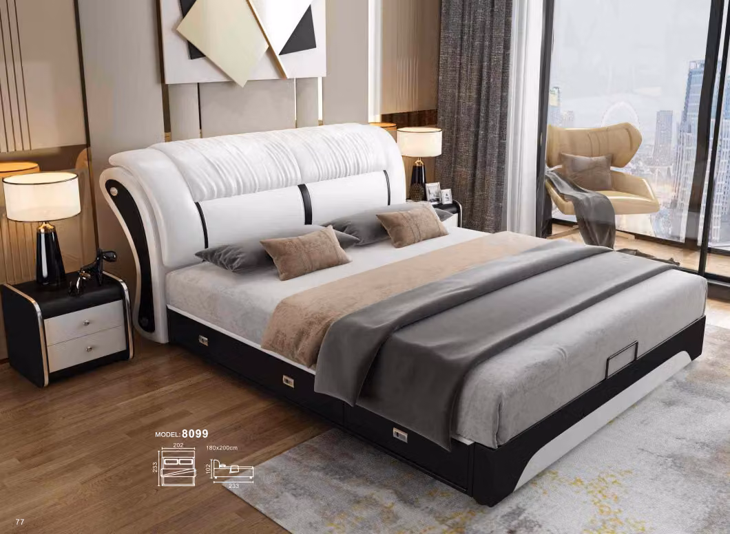 Bett Polster Design Luxus Doppel Hotel Ehe Schlaf Zimmer Leder 180x200cm Betten