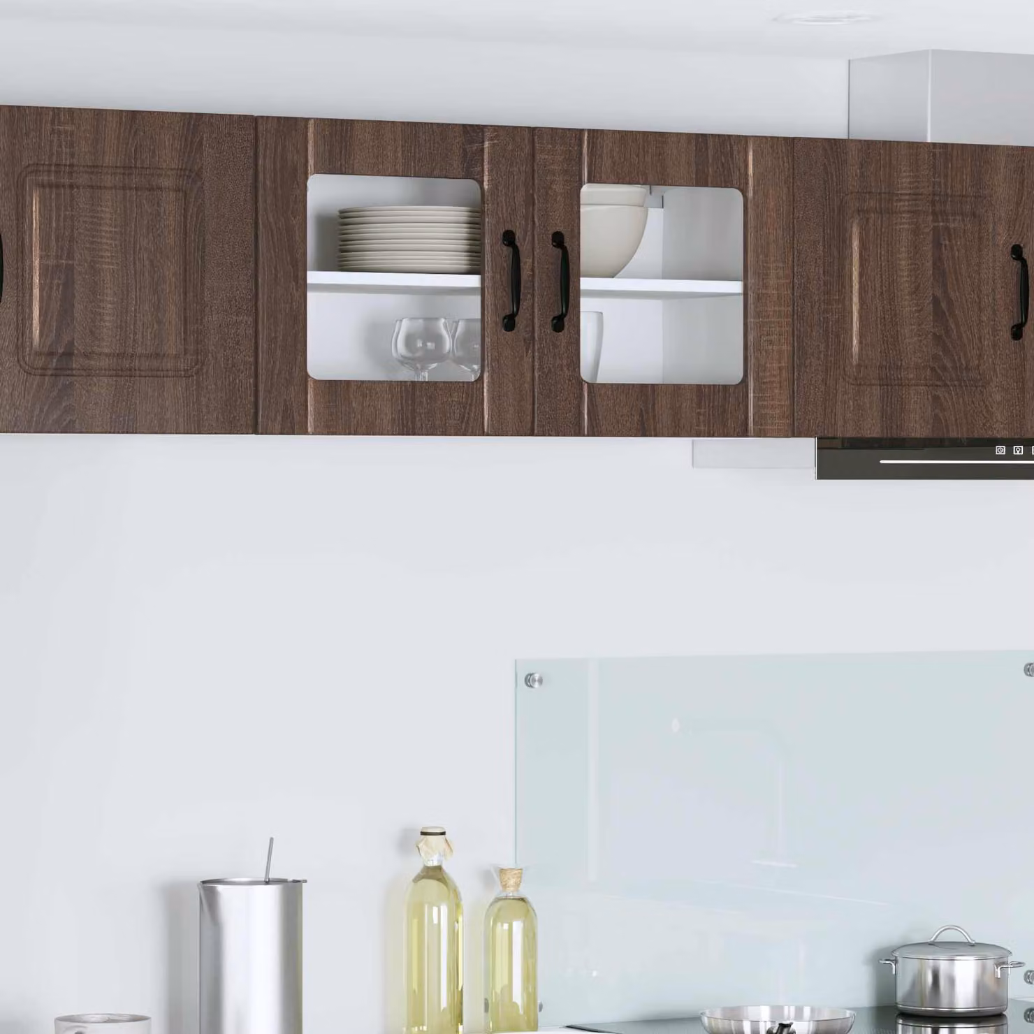 Mobile da parete LUCCA vidaXL in legno e vetro, Rovere Marrone, L 80 x P 31 x H 40 cm