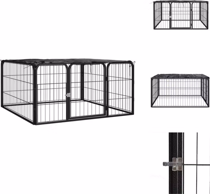 vidaXL Box per cani 4 pezzi nero 100x50cm verniciato a polvere in acciaio - Cucce e percorsi per cani