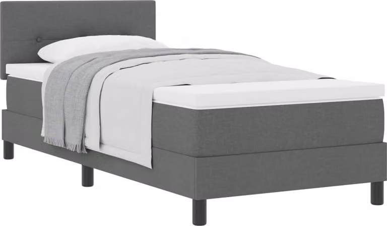 Letto a molle con testiera Grigio scuro 100 x 200 cm Tessuto