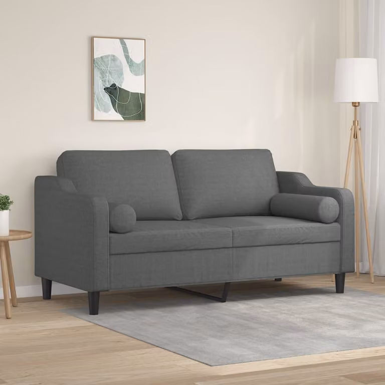 vidaXL Divano a 2 Posti Moderno in Tessuto Grigio con Cuscini e Coperture Rimovibili
