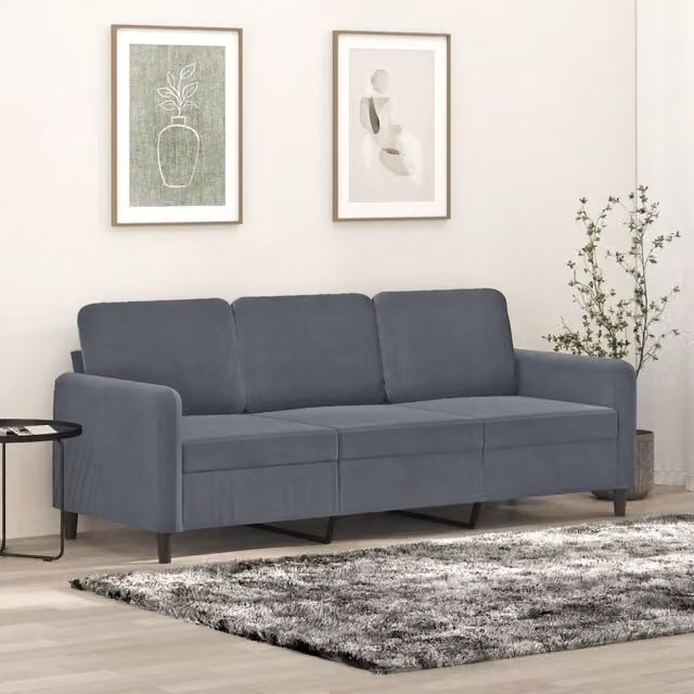 Divano a 3 Posti-Sofa 3 Posti Grigio Scuro 180 cm in Velluto 491791