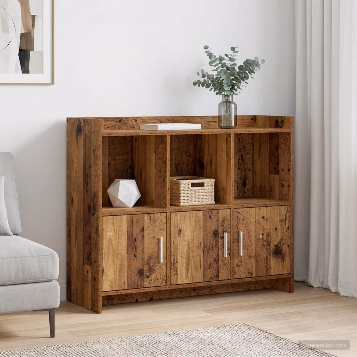 Credenza vidaXL in legno antico marrone, L 98,5 x P 33 x H 80 cm