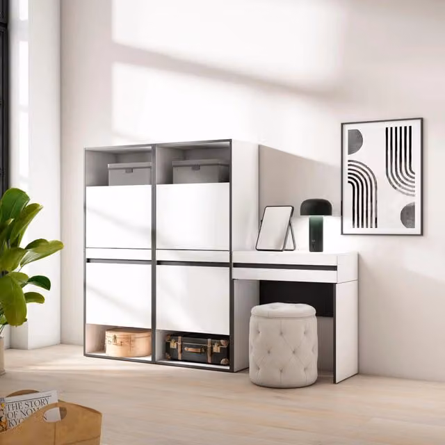 Scarpiera, 190x35x145cm, Camera da letto, Tavolo da toeletta, Bianco RF3503