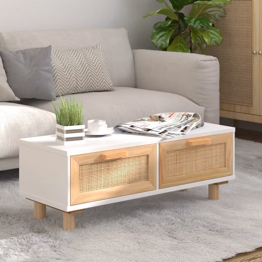 Maison Exclusive - Tavolino bianco, 80x40x30 cm, realizzato in legno composito e legno massello di pino