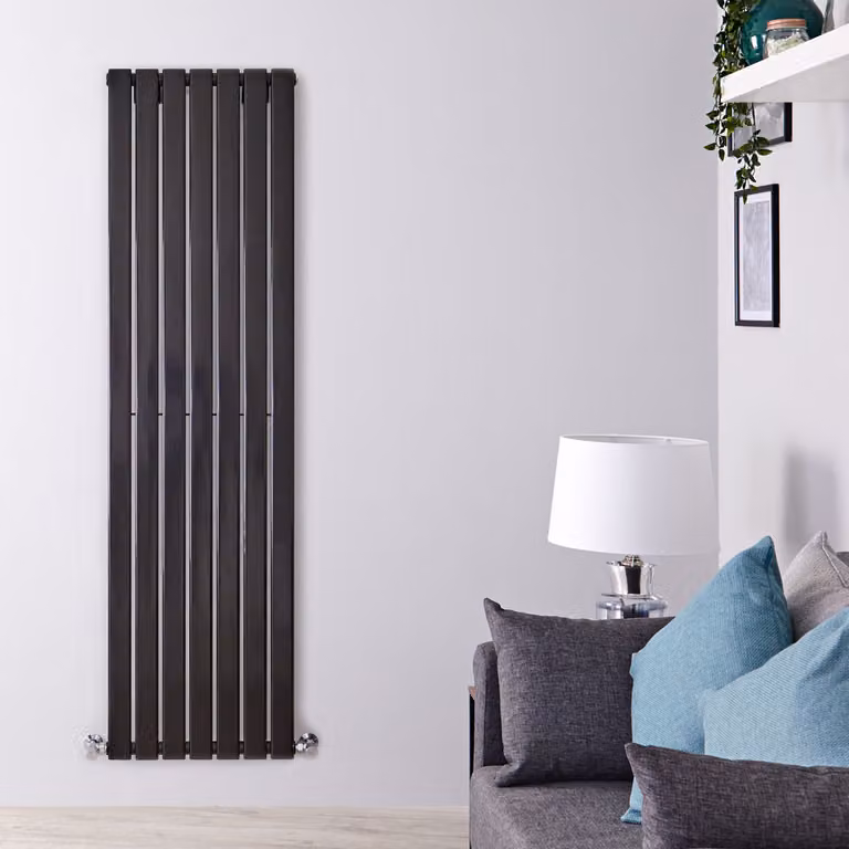 Radiatore di Design Verticale Nero - 1600mm x 490mm - Pannello Singolo - Delta