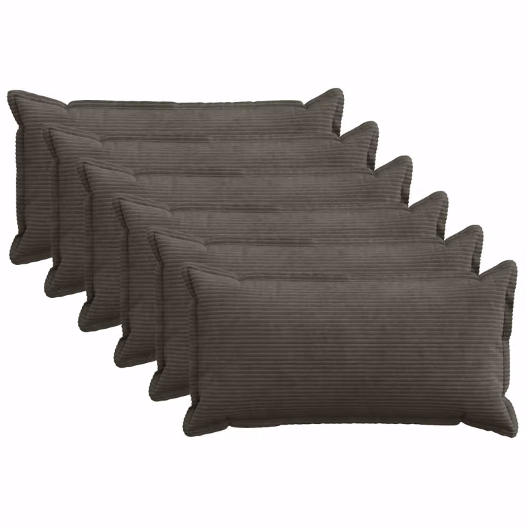 Set di 6 federe vidaXL HOUTEN in velluto a coste, colore antracite, 40 x 70 cm