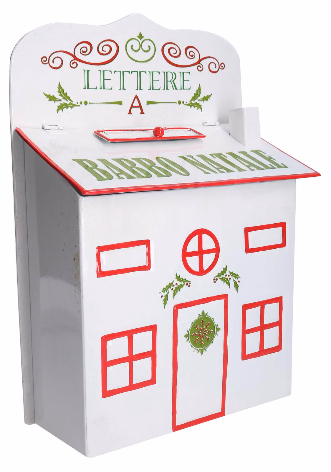Cassetta posta di Babbo Natale Natalizia 25,5x12xh36 cm in Metallo bianco