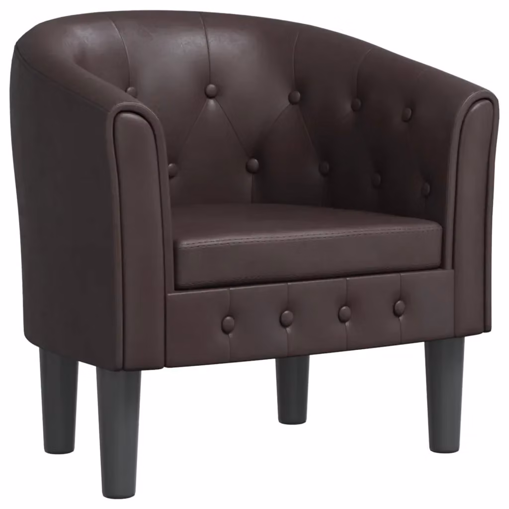Poltrona moderna vidaXL in similpelle marrone con braccioli e struttura in legno e plastica – 2