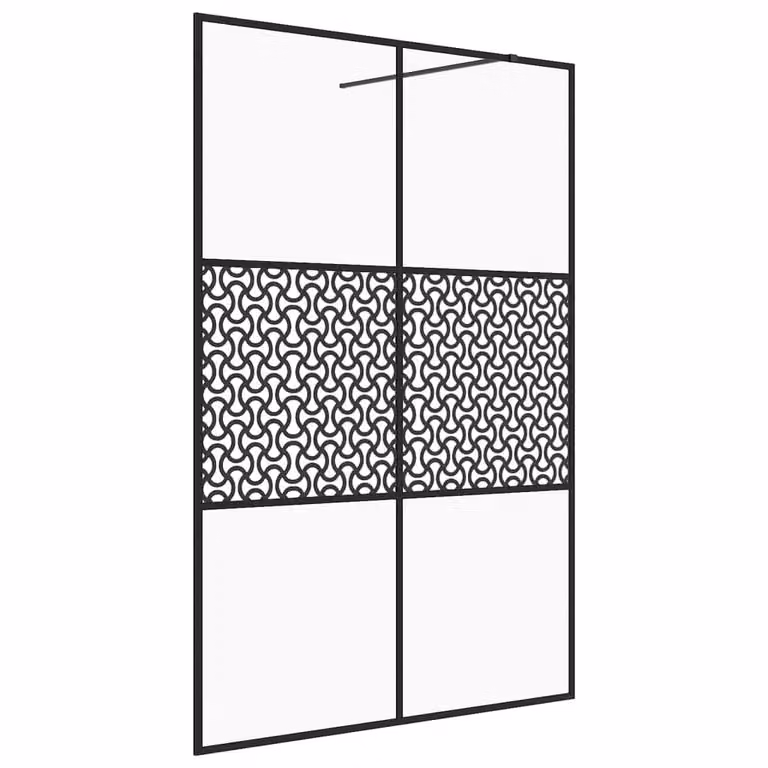 Parete per Doccia Walk-in Vetro Trasparente ESG 140x195cm Nera