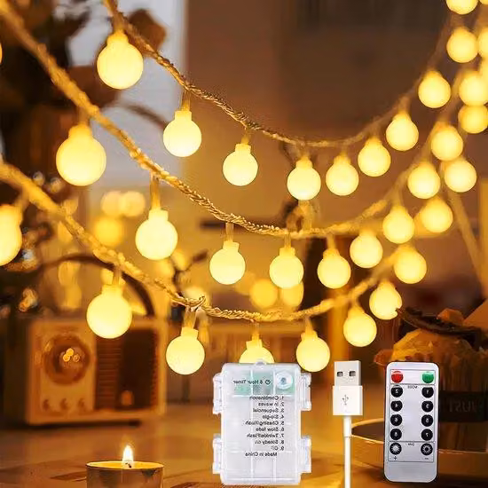 Ghirlanda luminosa a LED 3 in 1, 13 m, 100 LED, per esterni - Alimentazione a batteria/USB, 8 modalità e funzione timer - Ideale per balconi, feste, campeggio e illuminazione festiva