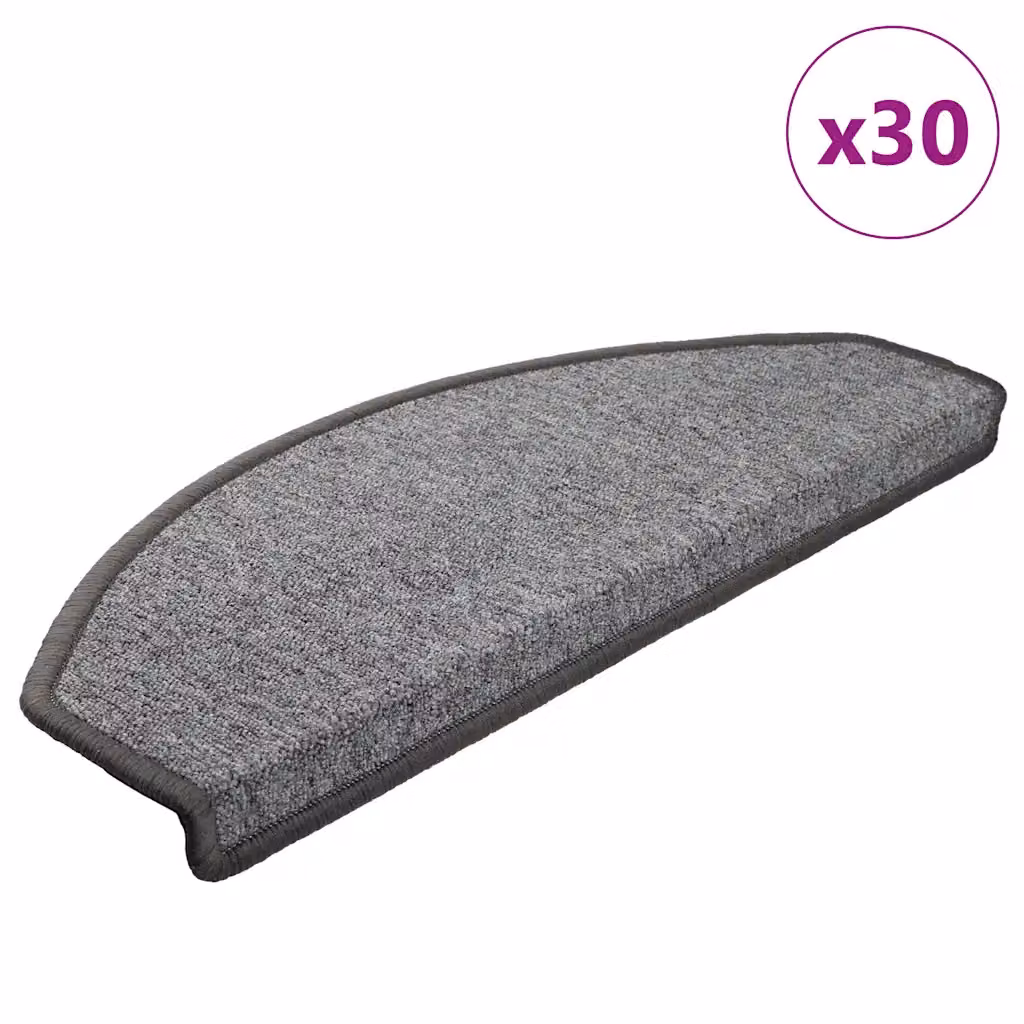 Set di 30 tappetini per scale semicircolari vidaXL, colore grigio scuro, antiscivolo e autoadesivi, L: 65 cm, P: 24 cm, H: 4 cm