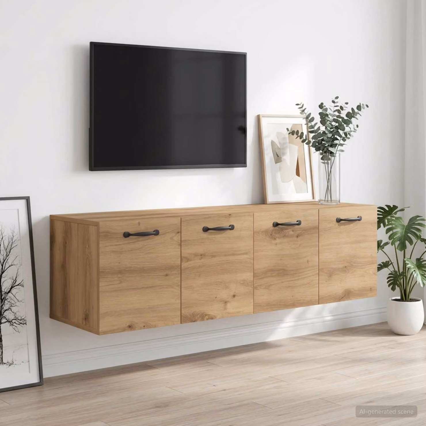 Set di 2 armadietti a muro moderni vidaXL in legno marrone, L 120 cm x P 35 cm x H 36,5 cm
