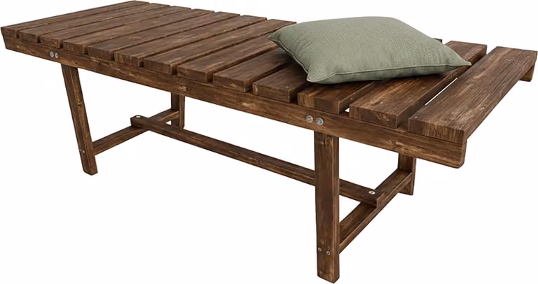Panchina da giardino Relaxdays, a 2 posti, per terrazza o balcone, senza schienale, in legno di abete, A x L x P: 35 x 110 x 38 cm, panca, effetto fiammato