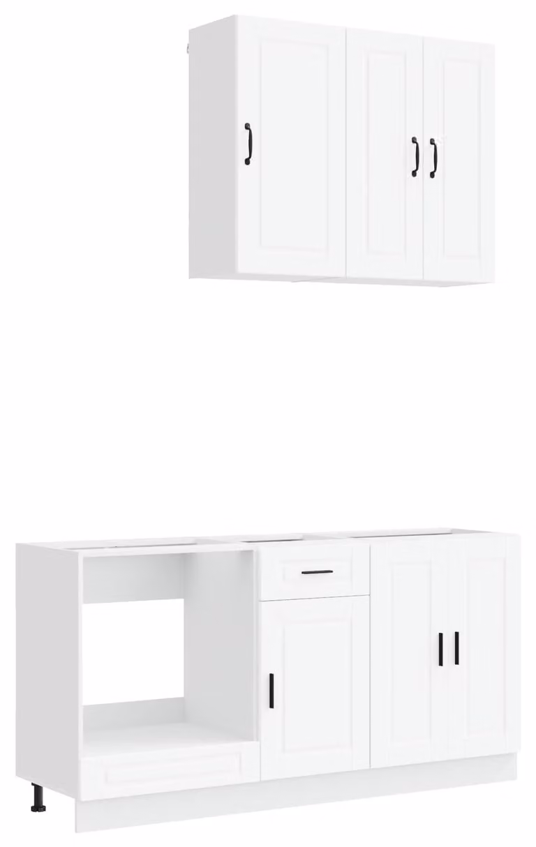 Set di cucina PORTO, 5 pezzi, bianco, legno ingegnerizzato