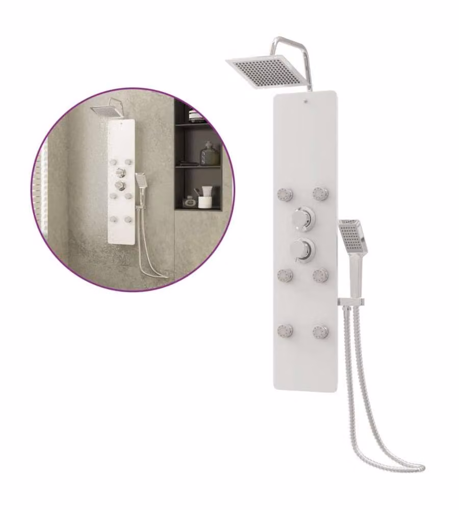 Pannello Doccia in Vetro vidaXL Bianco L/P/H: 25 x 47,5 x 130 cm – 2