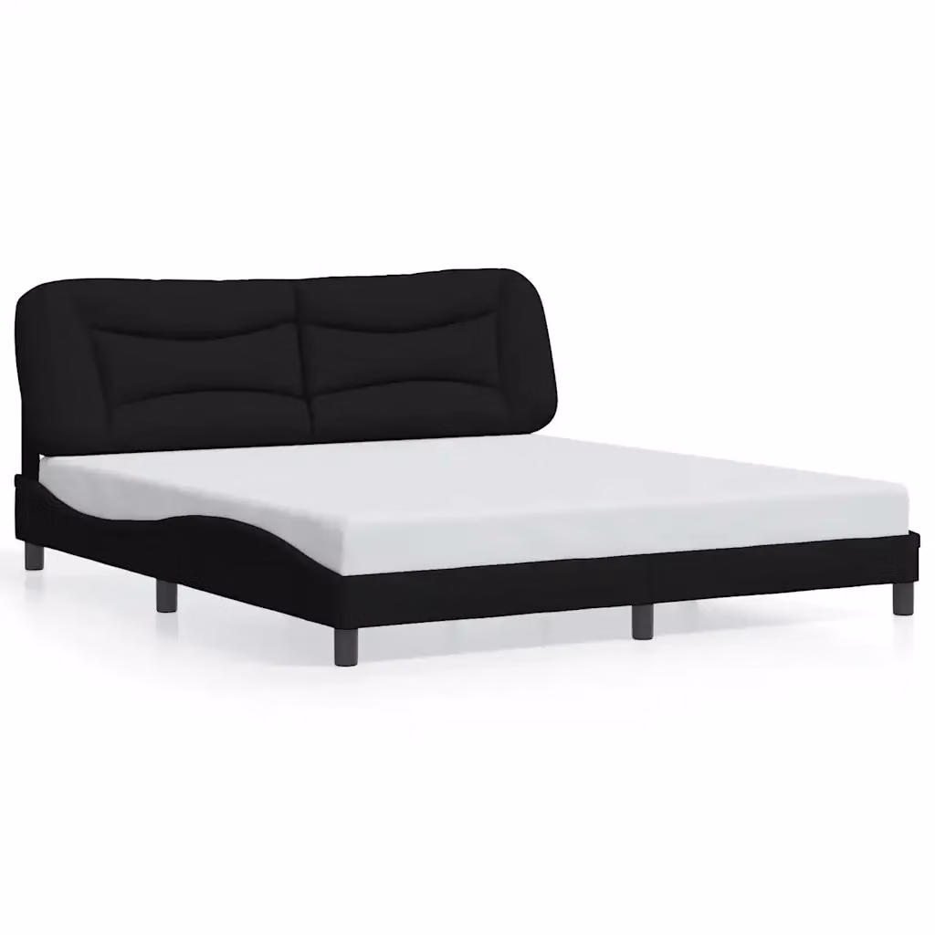 Giroletto senza materasso vidaXL Hvar nero in tessuto e legno, L/P: 180 x 200 cm – 2
