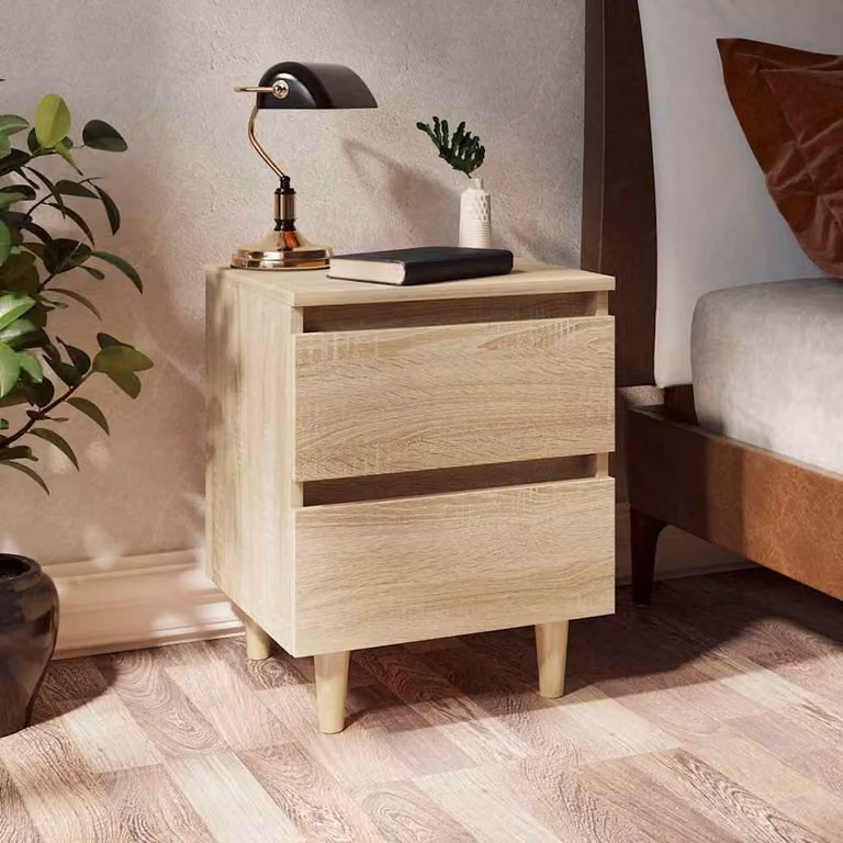 vidaXL Comodini con Gambe Pino Massello 2pz Rovere Sonoma 40x35x50 cm