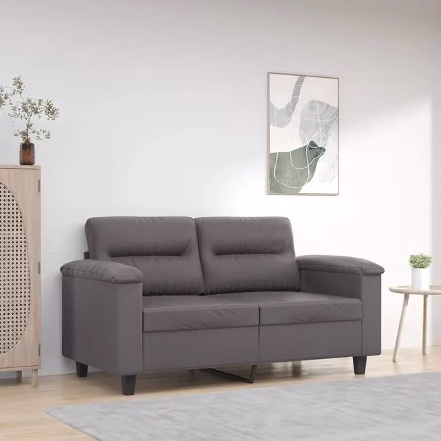 Divano a 2 Posti Grigio 120 cm in Similpelle 359580