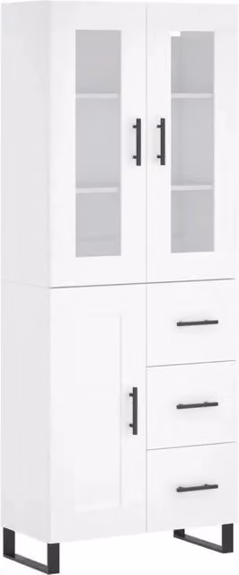 Credenza | Madia | Buffet da pranzo | Armadio da pranzo Bianca 69,5x34x180 cm in Legno Multistrato