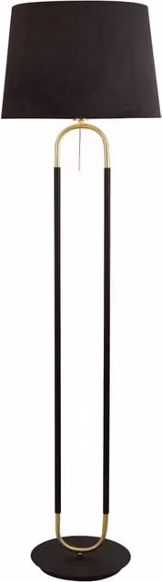 Piantana Contemporaneo Jazz Acciaio Nero Tessuto Ottone 1 Luce E27