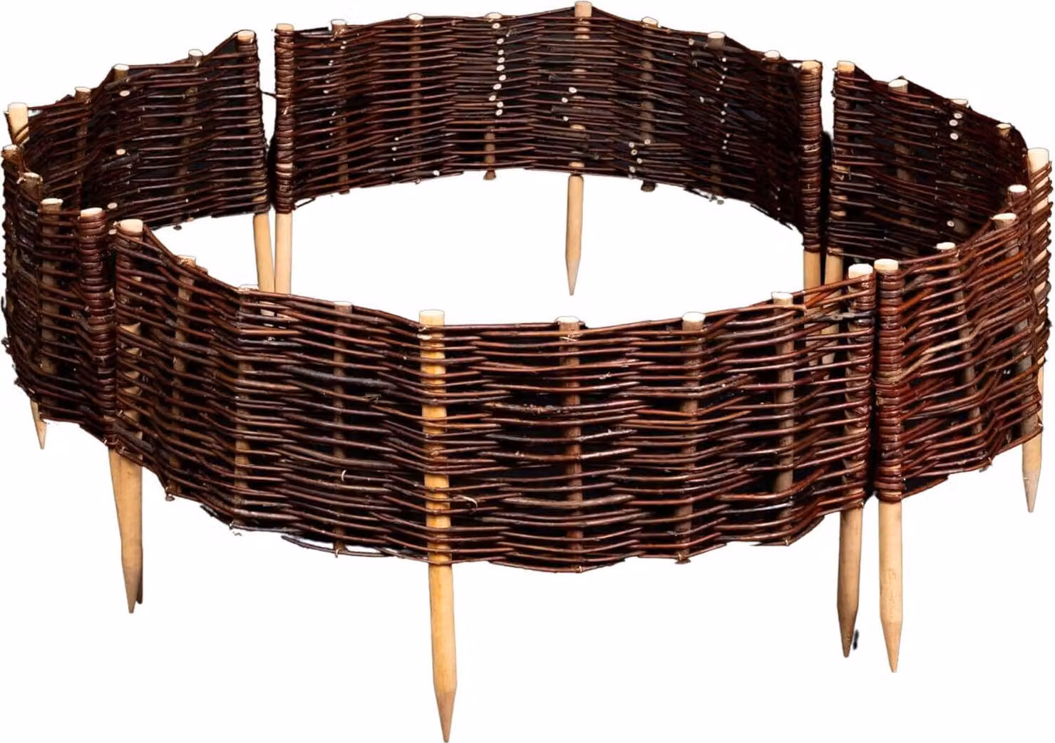 Set di 4 Palizzate in Salice Rotondo 45x30 cm – Recinzione in Vimini Naturale per Bordura Aiuole e Prato