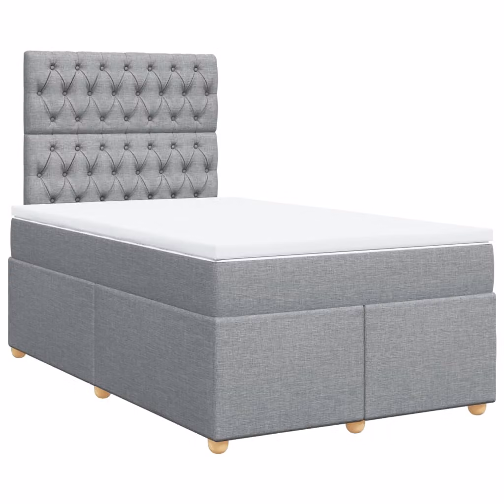 Giroletto a Molle con Materasso Grigio Chiaro 120x200cm Tessuto