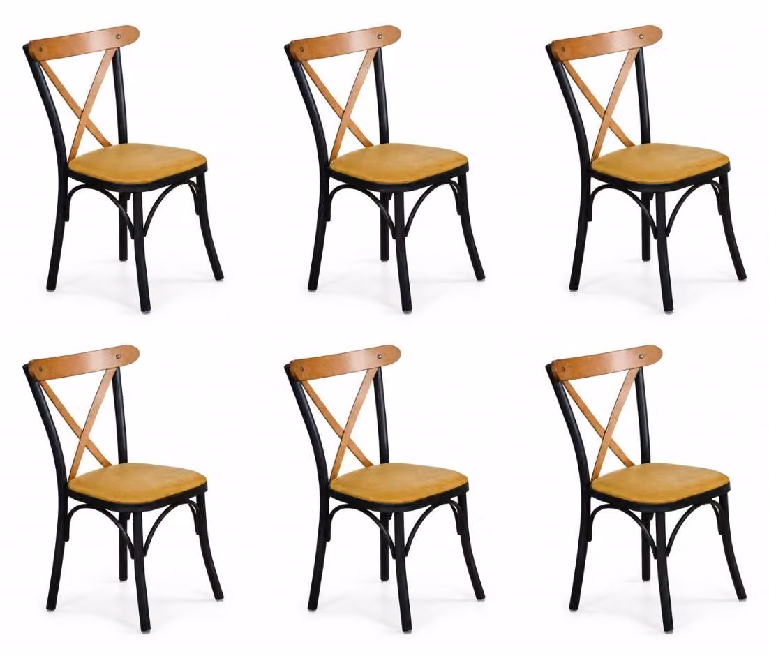 6 sedie, stile moderno, colore nero, comode, ideali per la sala da pranzo, confortevoli e imbottite