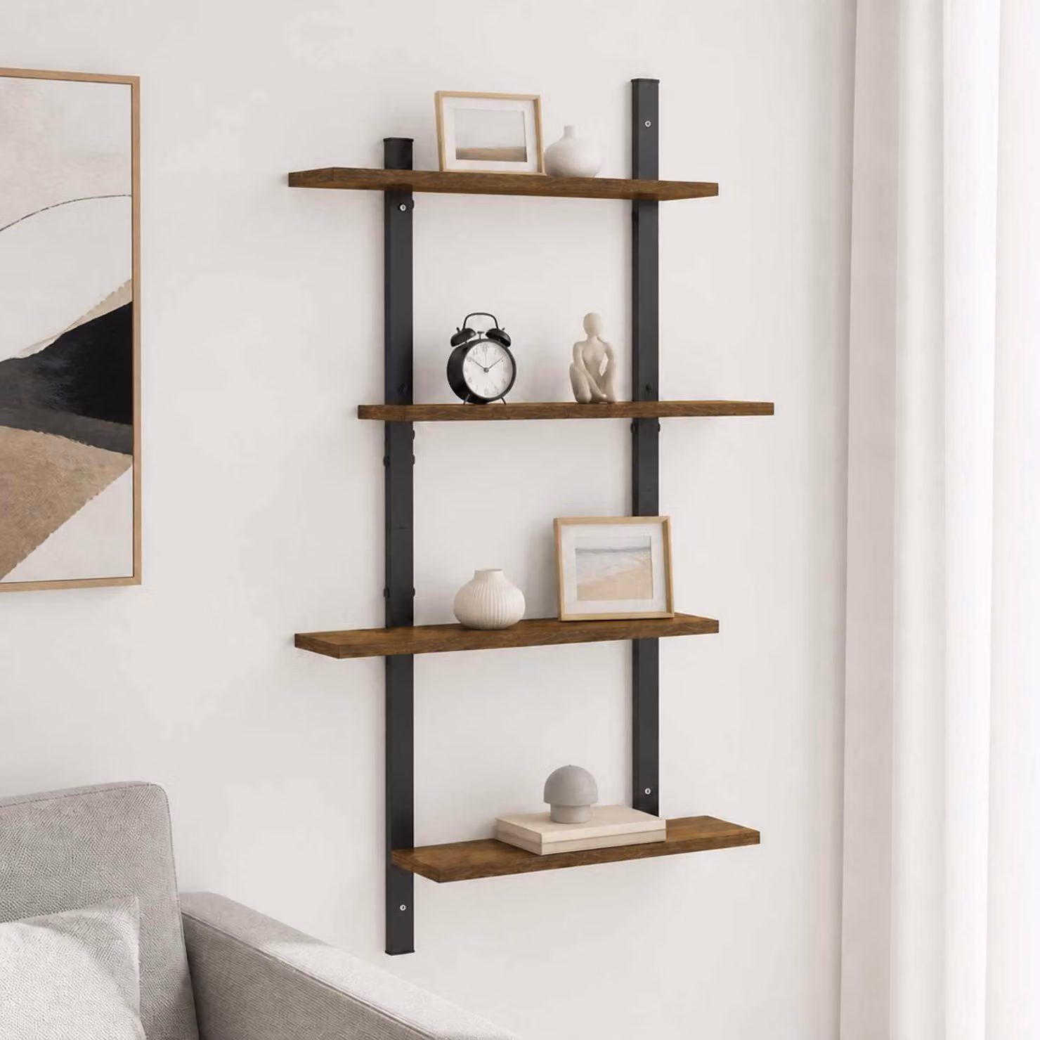 vidaXL Scaffale da parete Rovere Fumo 61 x 13,5 x 105,5 cm