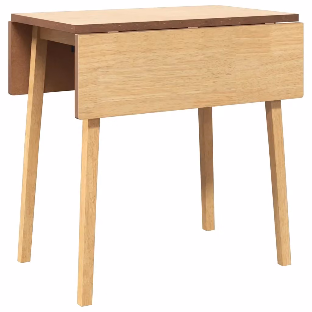 Tavolo da pranzo moderno vidaXL in legno di Hevea naturale beige con piano ribaltabile L/P/H: 90 x 45 x 75 cm – 2