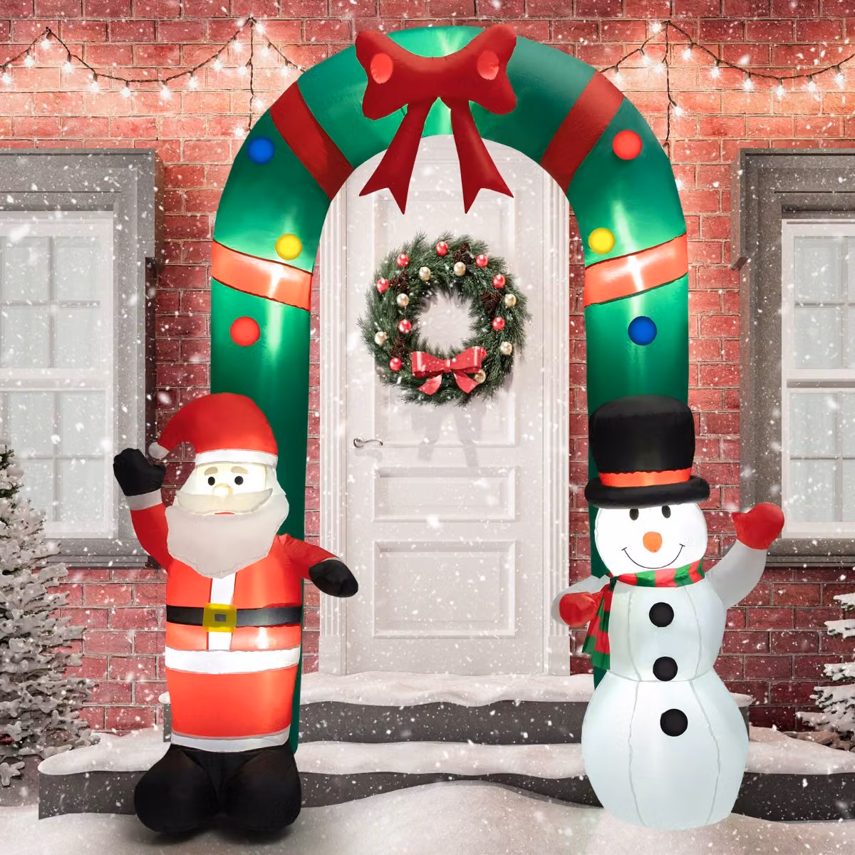 Arco di Natale gonfiabile Costway con pupazzo di neve multicolore, Altezza: 245 cm