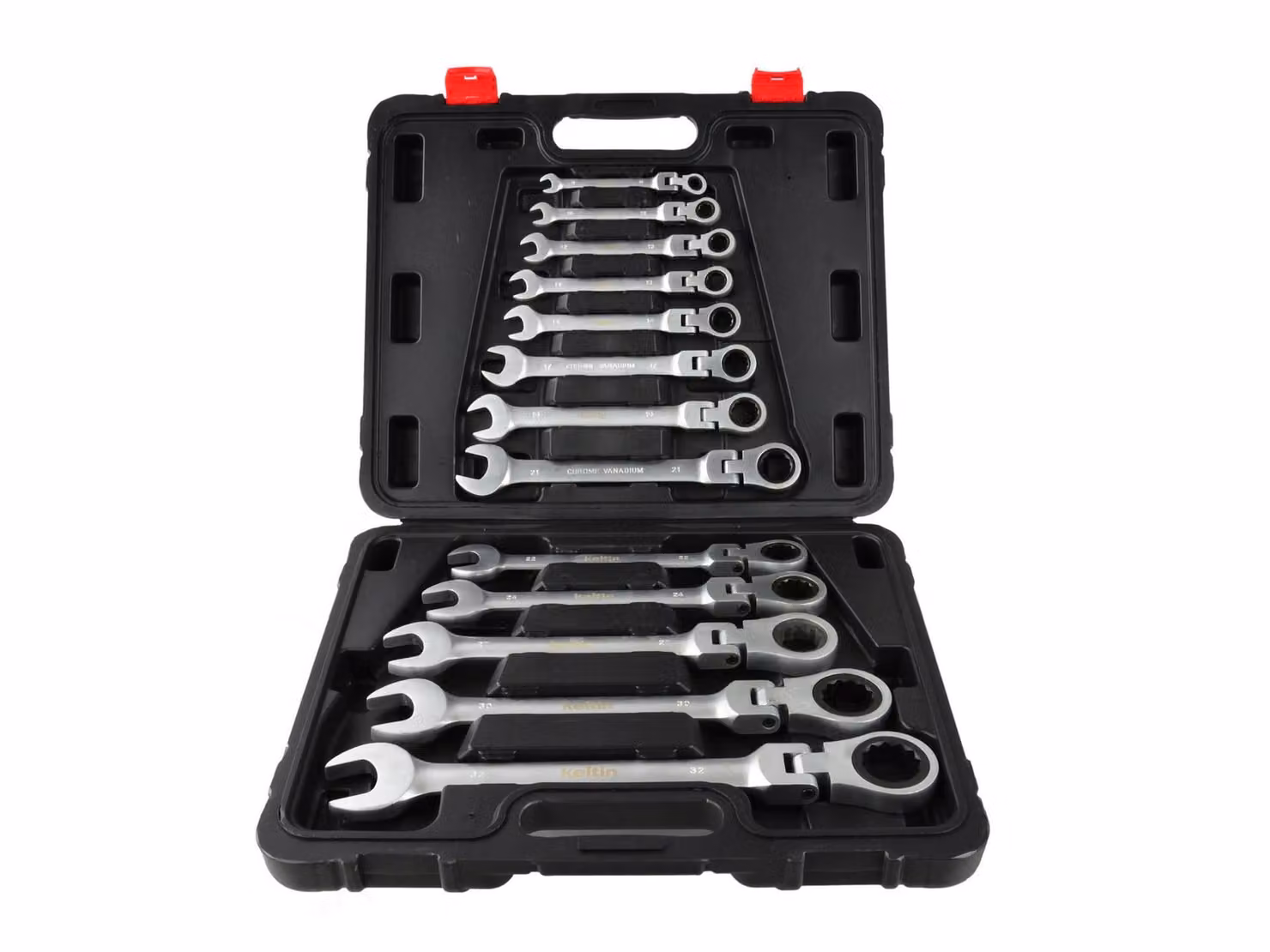 Set-kit di chiavi a cricchetto snodate 8 – 32 mm, combinate,con snodo 13 pezzi Keltin