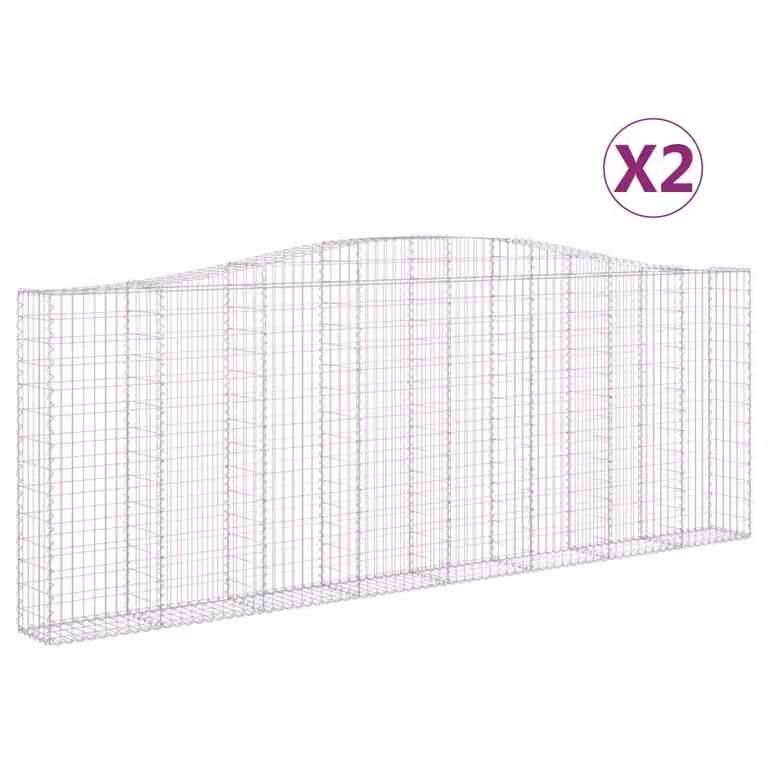 Cesti Gabbioni ad Arco 2 pz 400x30x140/160 cm Ferro Zincato