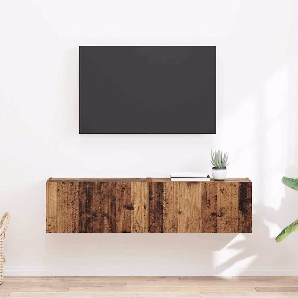 Set di 2 supporti mobili per TV da parete vidaXL in legno ingegnerizzato marrone stile moderno