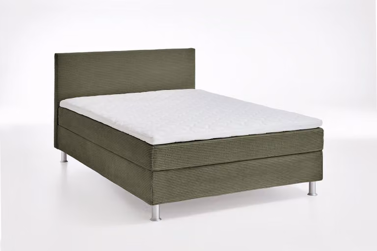Letto contenitore con rete a doghe e materasso H3, dimensioni 140x200 cm, colore verde oliva