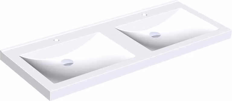 Lavabo doppio KWC AR, QUADRO, MIRANIT, 1400x125x530 mm, bacino rettangolare, Hl.