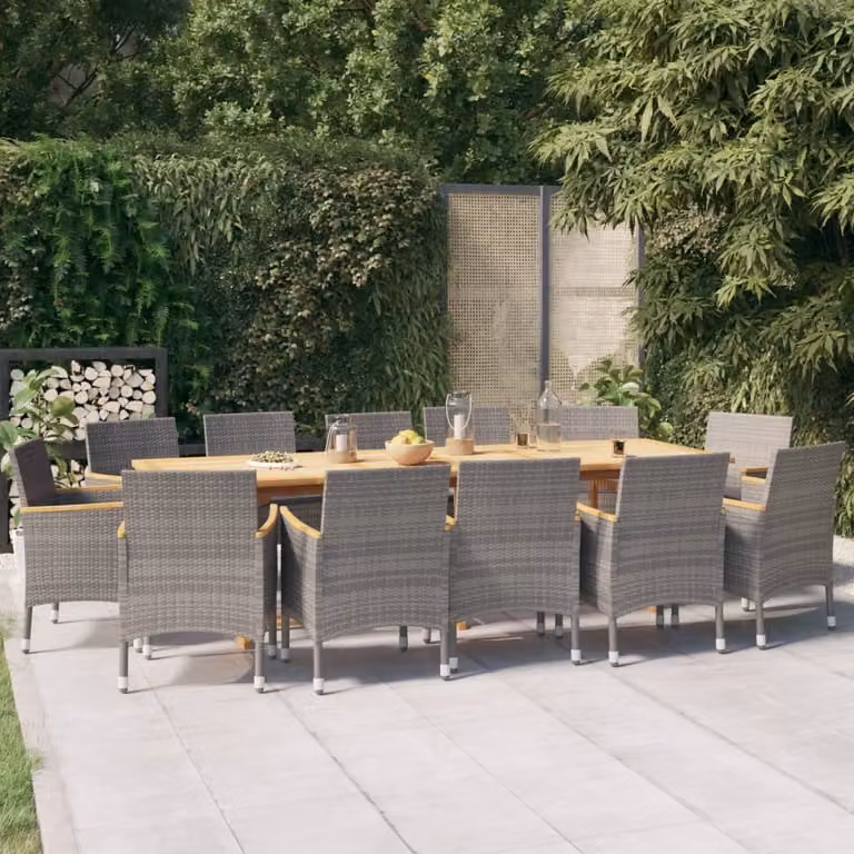 The Living Store Set da pranzo da giardino da 13 pezzi con cuscini grigio
