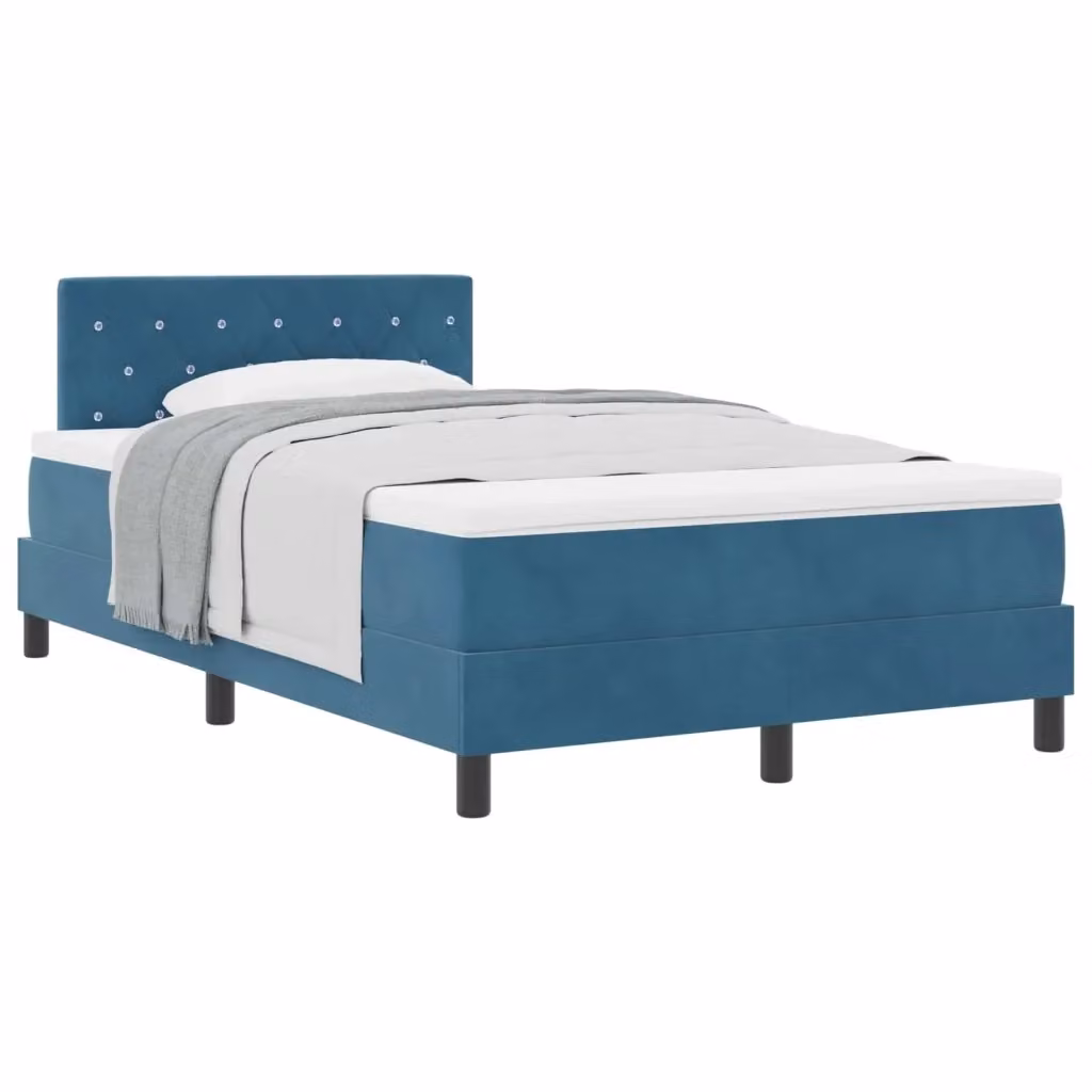Letto a molle con materasso vidaXL in velluto blu, L/P/H: 120 x 200 x 280 cm – 2
