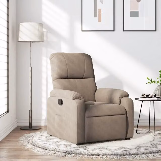 Poltrona Reclinabile Relax vidaXL in Microfibra Beige con Braccioli e Regolazione Manuale