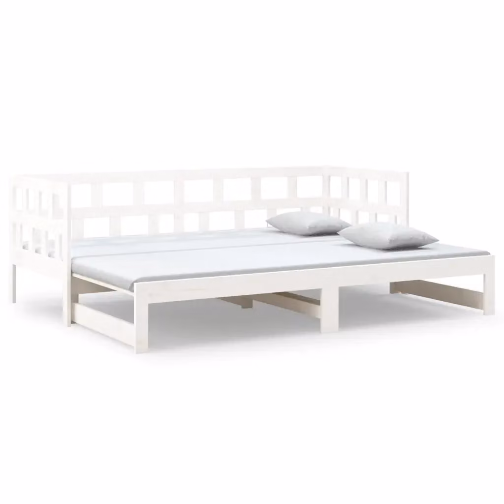 vidaXL Dormeuse Estraibile Bianca in Legno Massello di Pino per Adulti, 2x 90x190 cm – 2