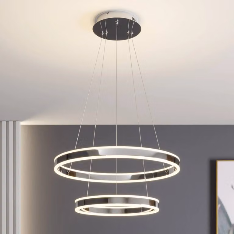 Lucande Lampada LED a sospensione Lyani, 60 cm, 2 luci, cromo, dimmerabile Lyani Lucande,, Cromo / Argento, Soggiorno / Sala da pranzo, Metallo, Moderno