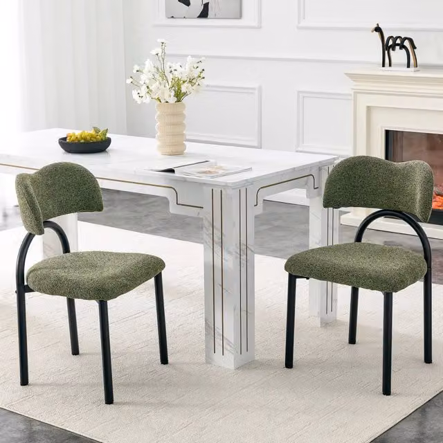 Set 2 sedie da pranzo ¨C Minimal ¨C imbottite, schienale incluso, struttura metallo nero, stile moderno, senza tavolo