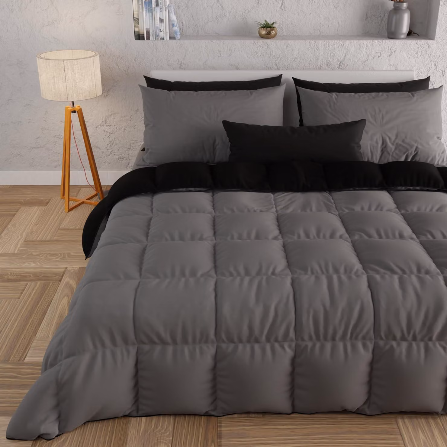 Coperta invernale, dimensioni 260x270 cm, colore nero, ipoallergenica, peso 300 g/m²