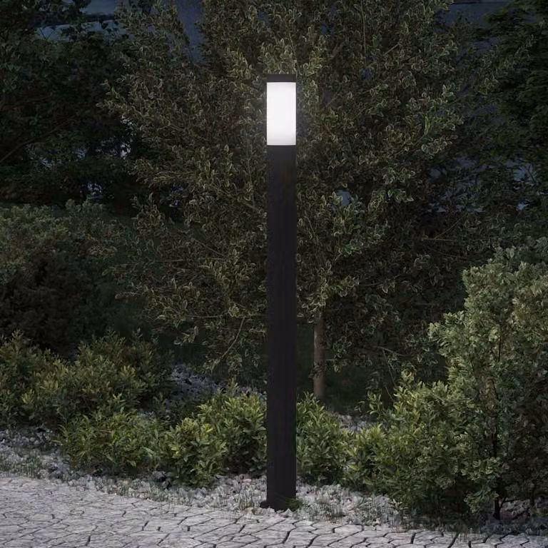vidaXL Lampada a paletto da giardino nera in acciaio inox con attacco E27, Altezza: 110 cm, IP44