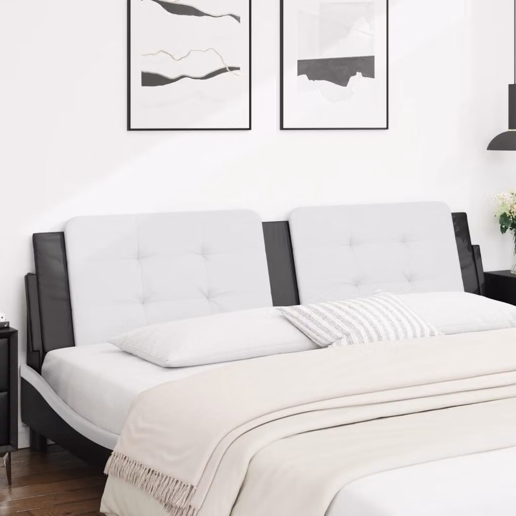 vidaXL Cuscino Testiera Zadar in Similpelle Bianco e Nero L: 193 cm